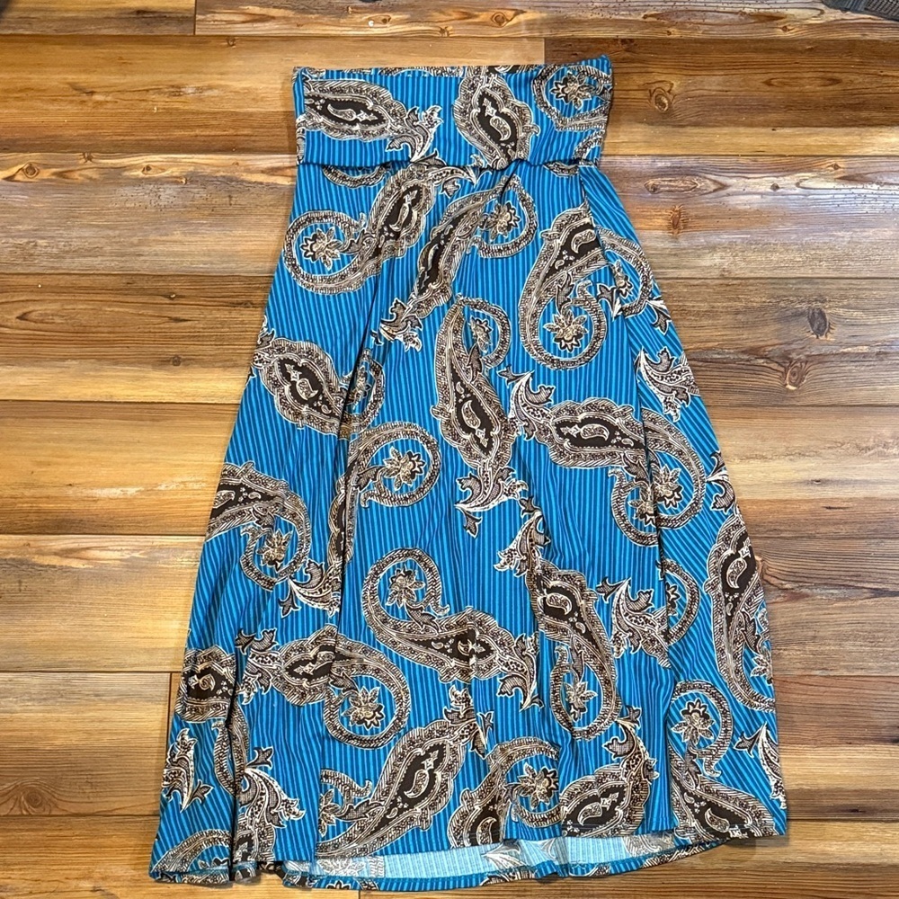 LuLaRoe Blue and Brown Paisley Maxi Skirt